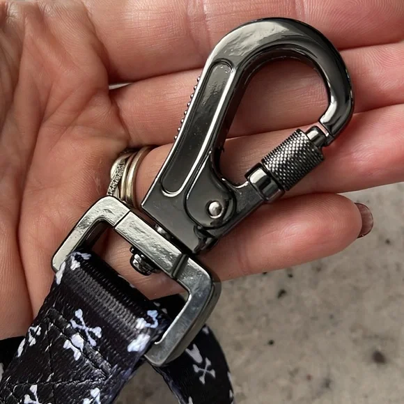 Frenchie Dog seat belt Car Leash Collar Bad to the Bone Print Black White strap - Picture 4 of 4